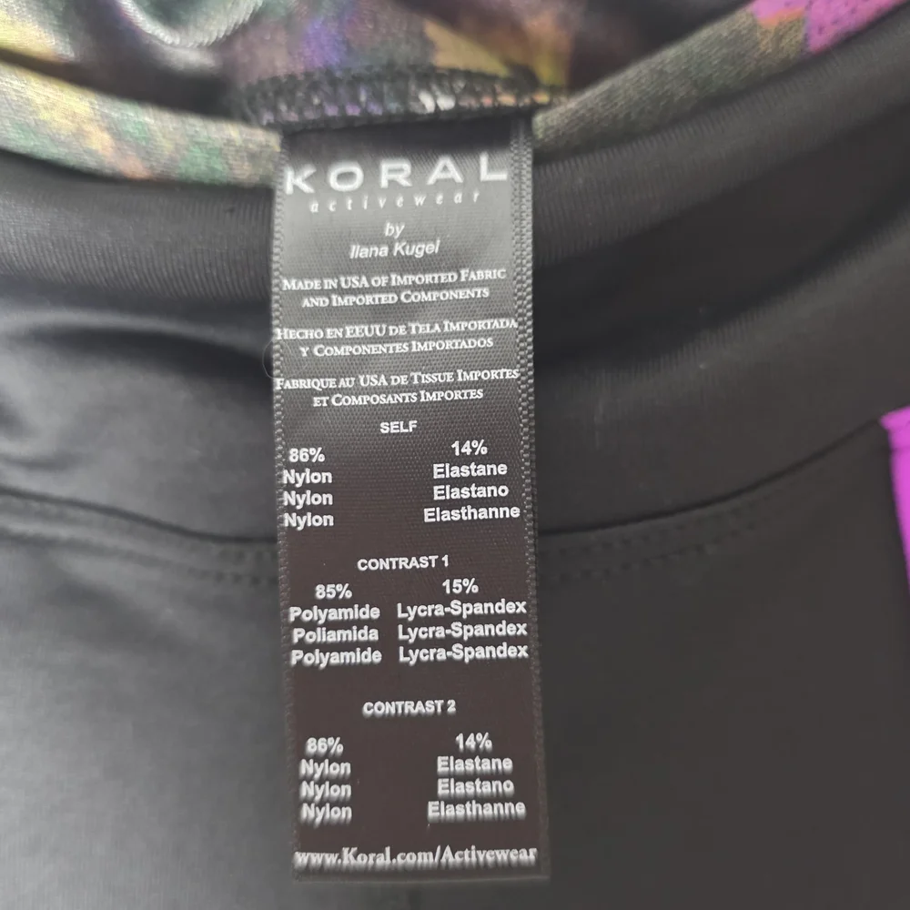 Koral High Rise Leggings Black Purple Trim Performance Activewear Yoga Gym L - Picture 6 of 6